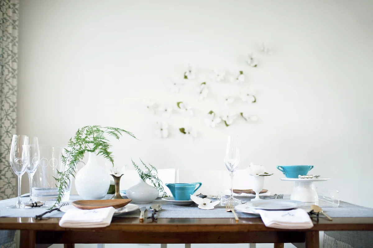 Crockery on wooden table