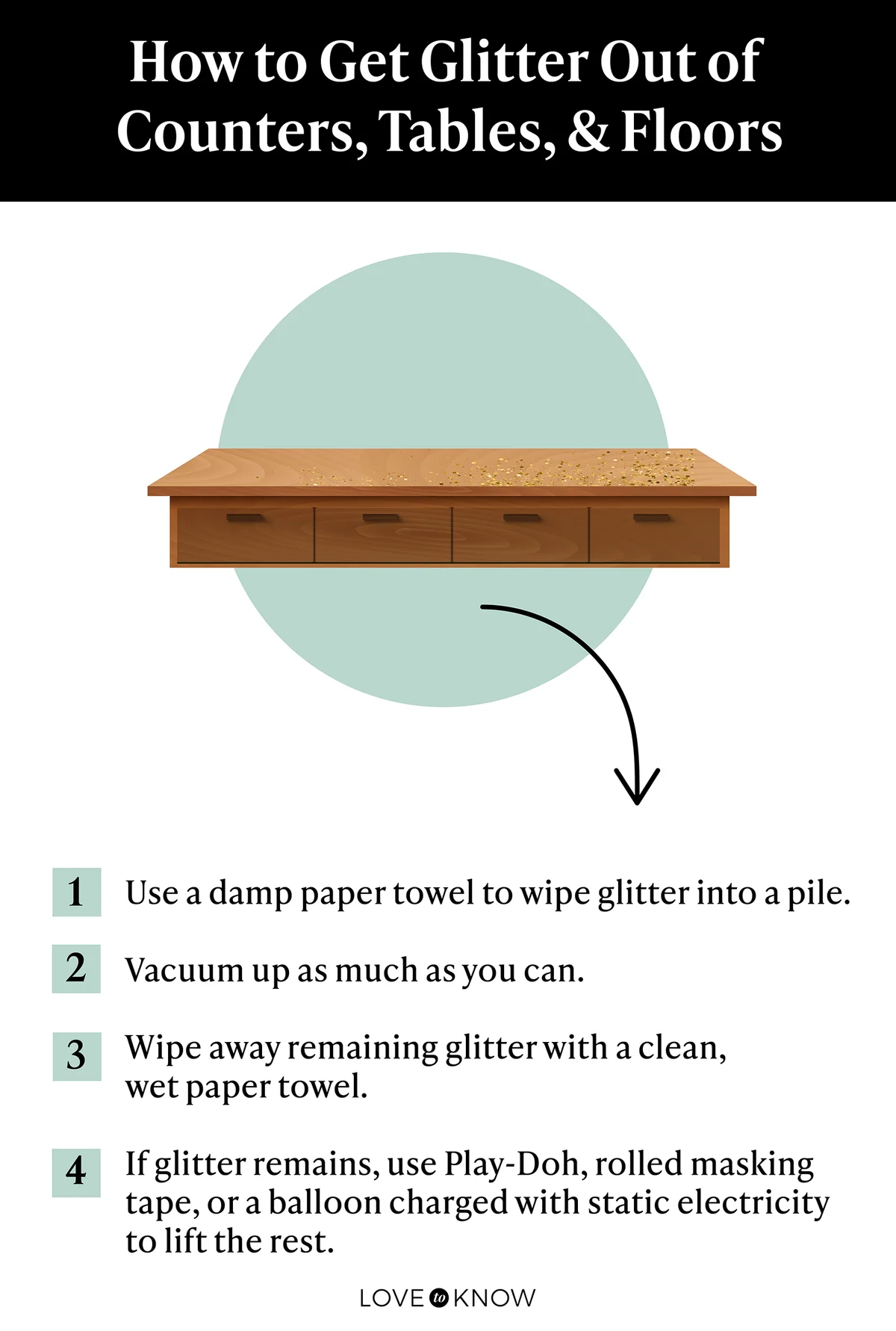How to get glitter out of hard surfaces