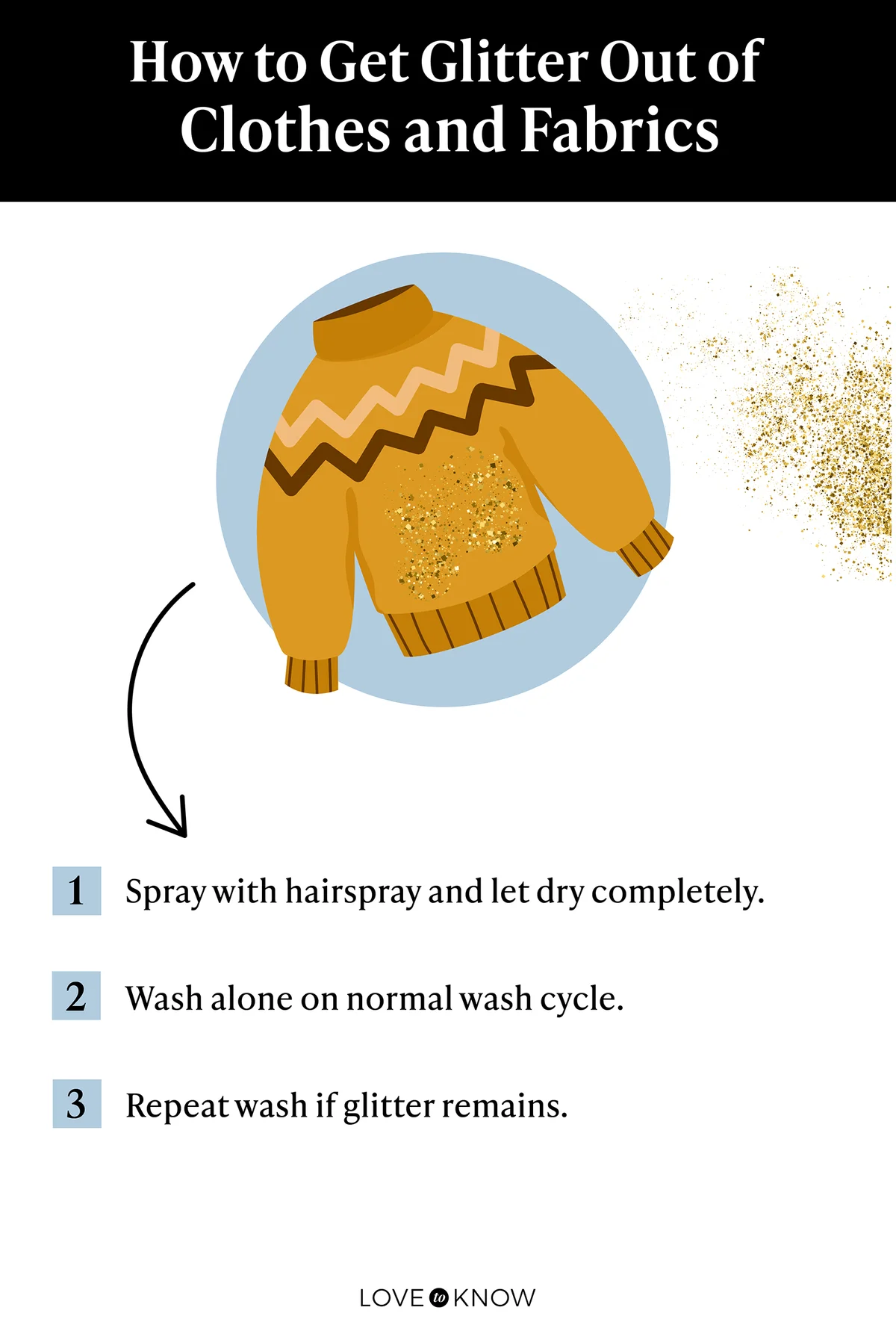 How to get glitter out of clothes infographic