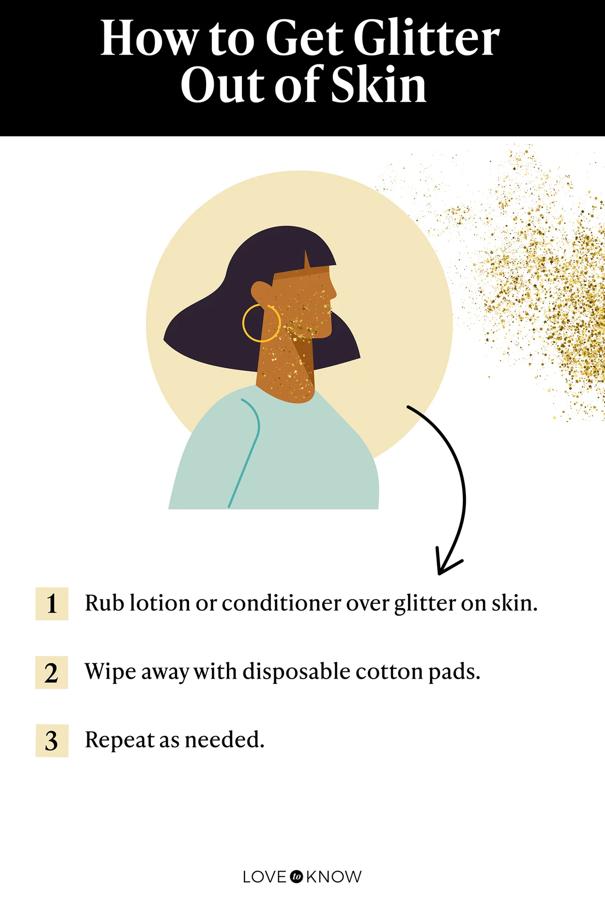 How to get glitter out of skin infographic