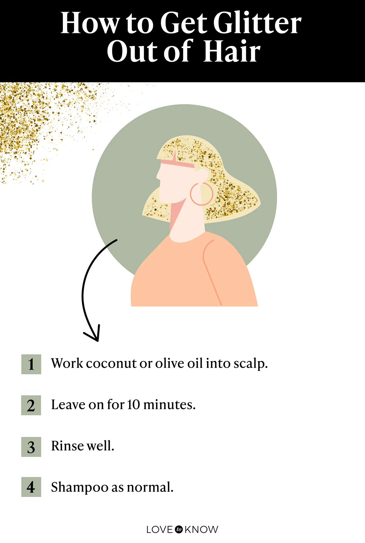 How to get glitter out of hair infographic