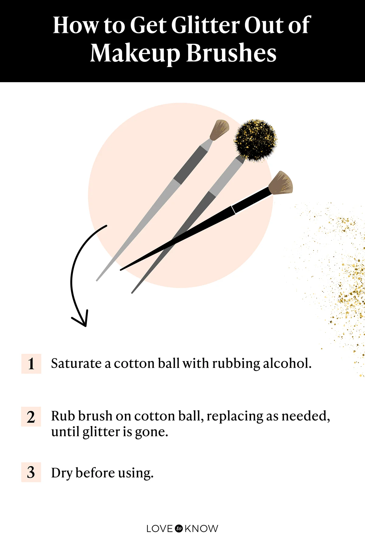 How to get glitter out of makeup brushes infographic