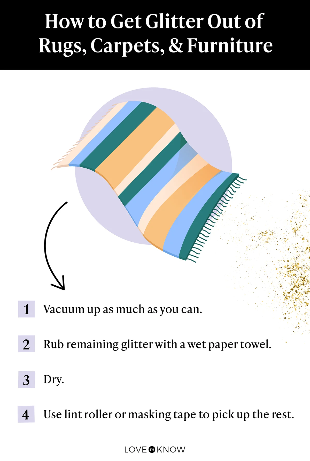 How to get glitter out of rugs infographic