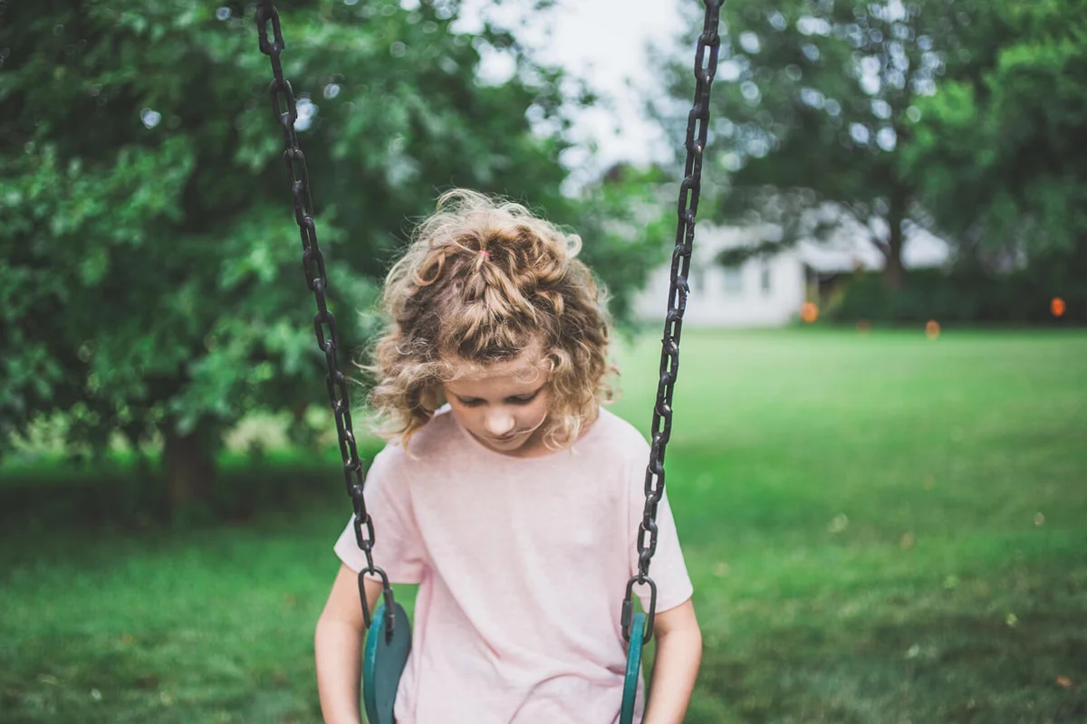 Sad Girl Sitting on Swing
