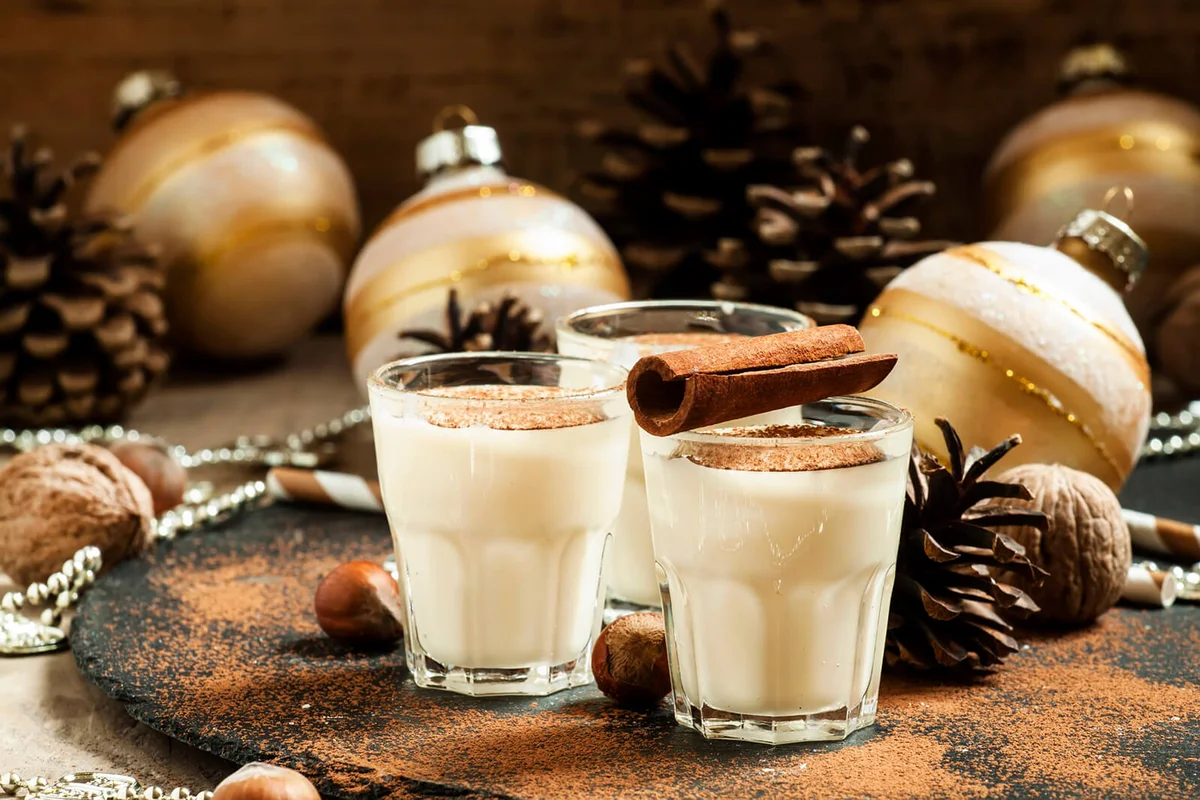 Glass of brandy milk punch