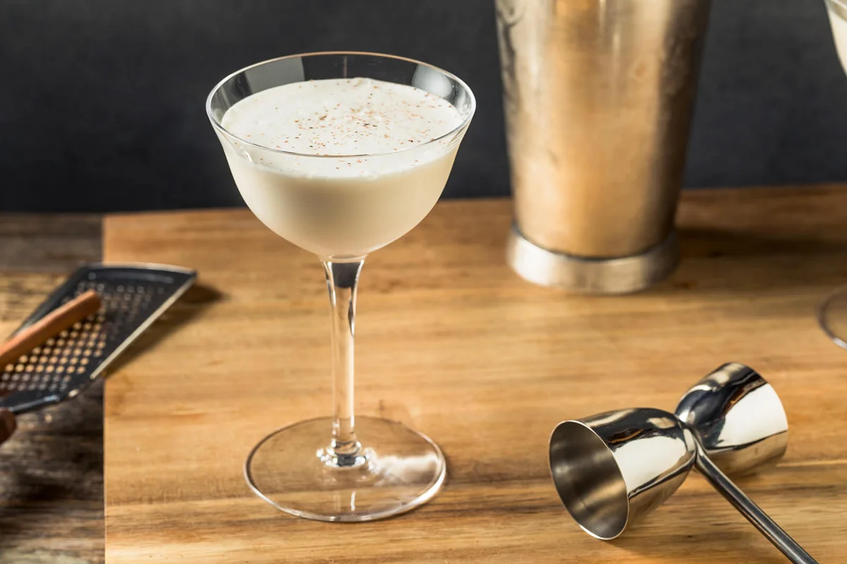 Glass of tequila milk punch