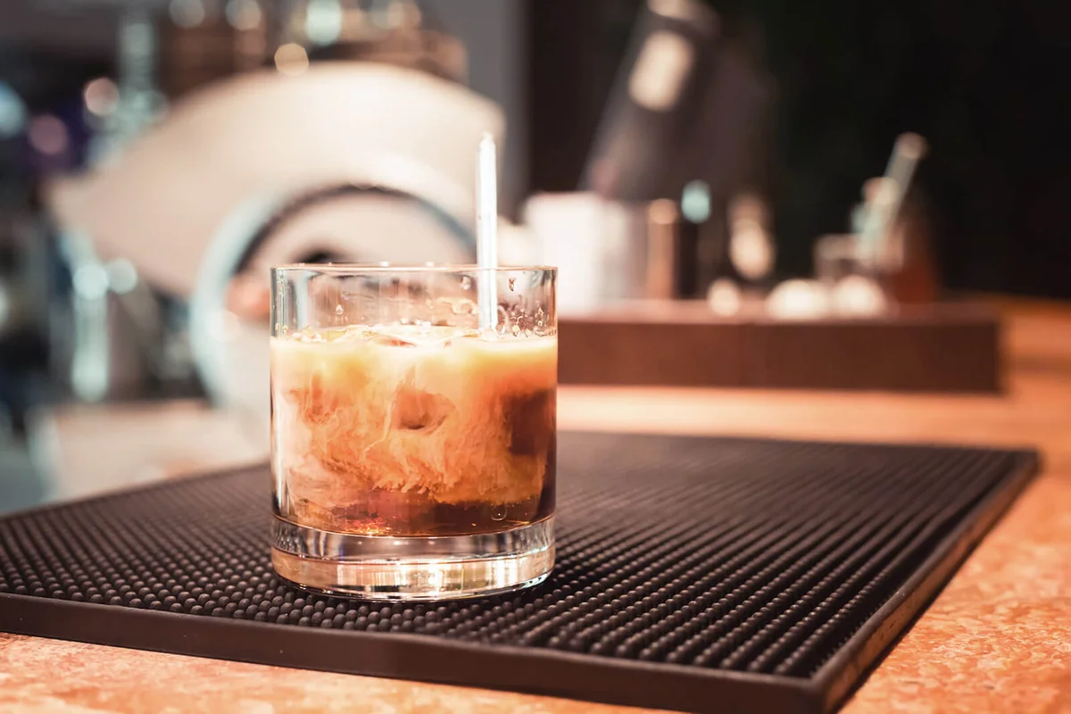 Glass of espresso milk punch