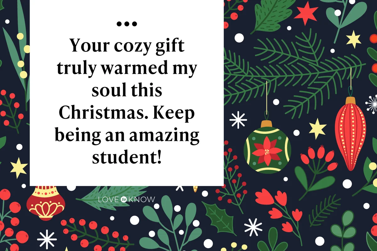 General Thank You Notes to Students for Christmas Gifts