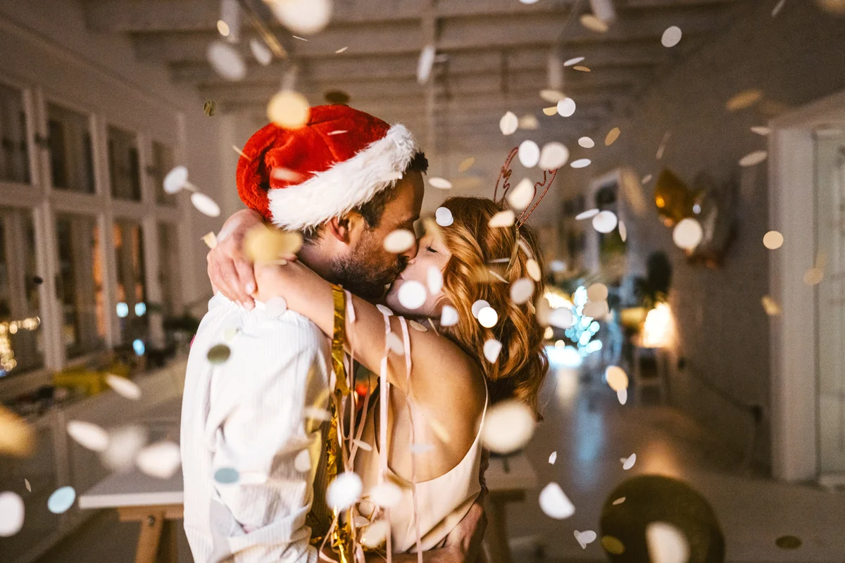 Couple celebrating christmas