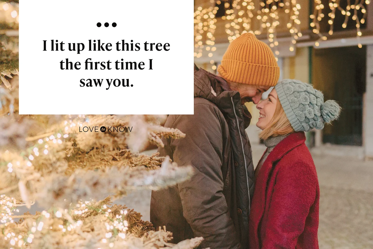 Romantic couple in the town during the Christmas holidays