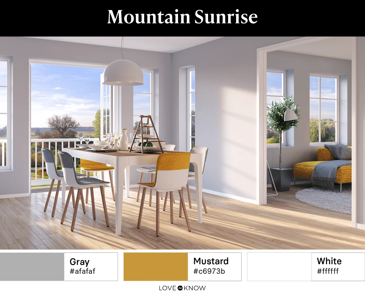 Mountain sunrise color palette interior design
