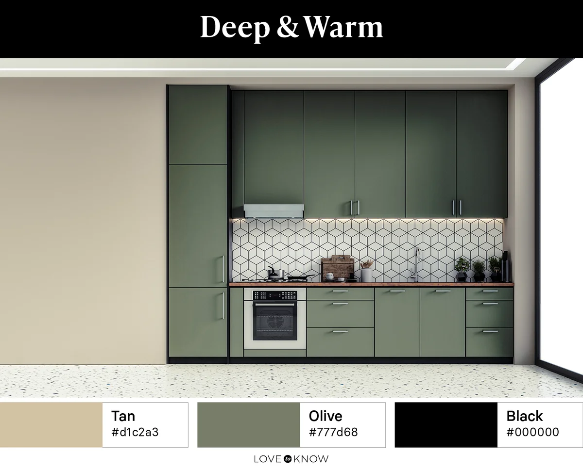 Kitchen decorated in warm, deep palette colors