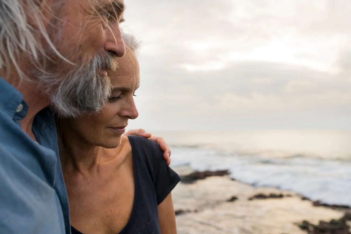 handsome senior couple at the sea