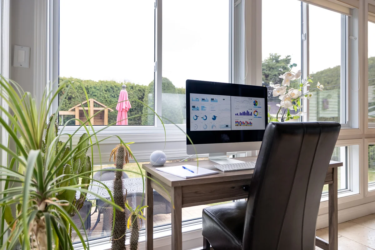 Small home office in a sunroom
