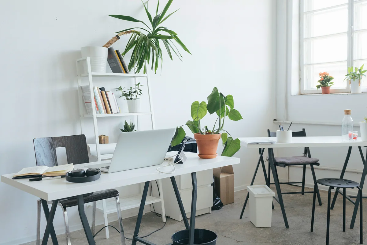 Small home office in light colors