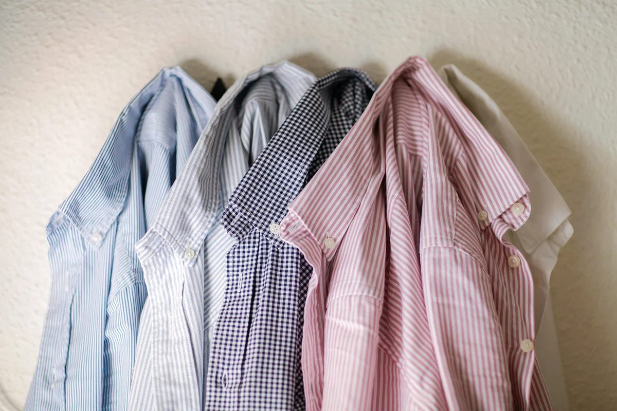 Several hanging shirts