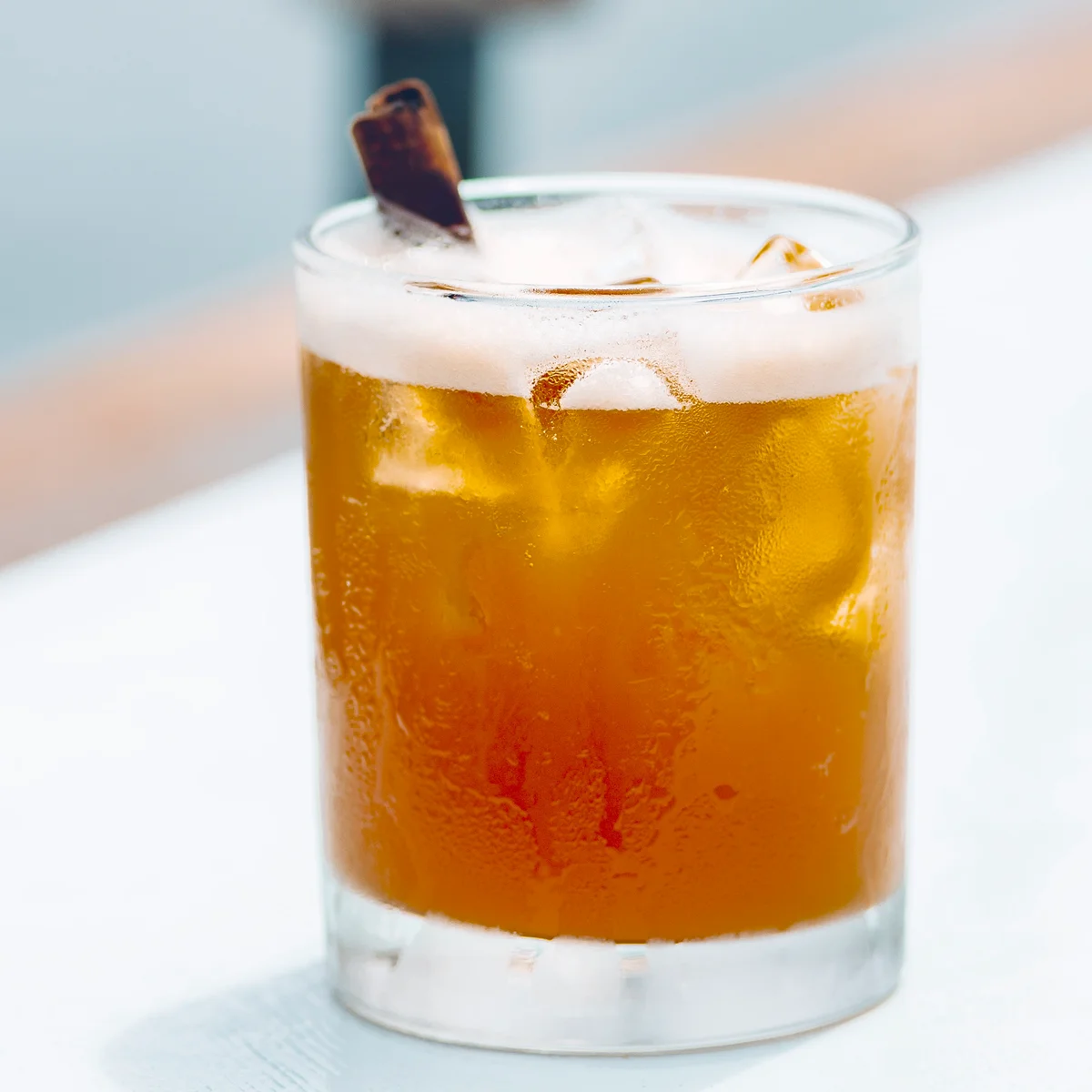 Cinnamon maple bourbon sour cocktail