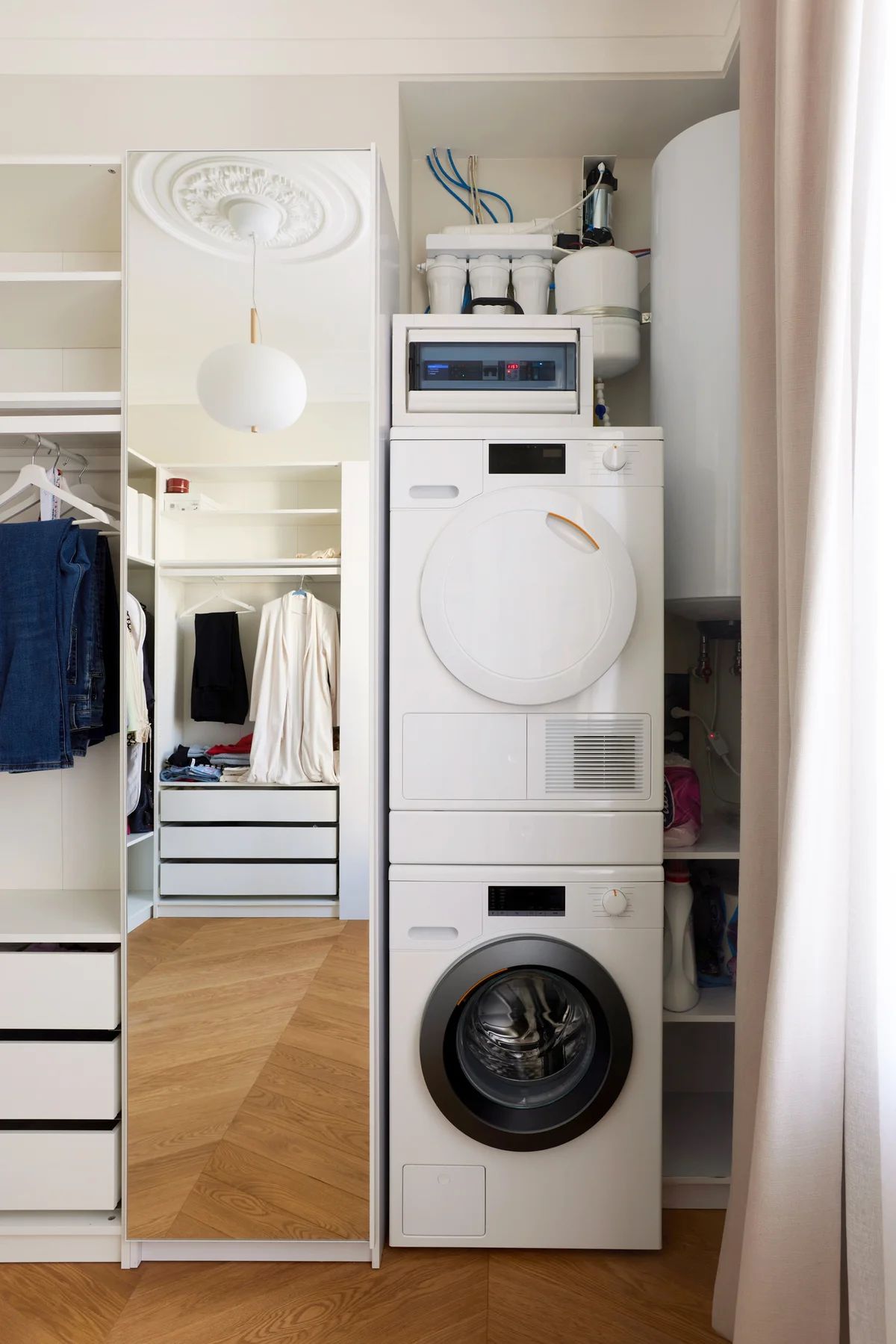 Washer and dryer at home laundry room