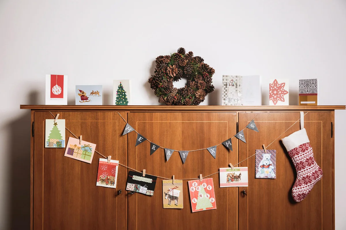 Advent decoration on cabinet in living room