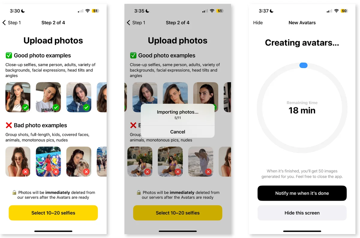 Screenshots of Lensa App