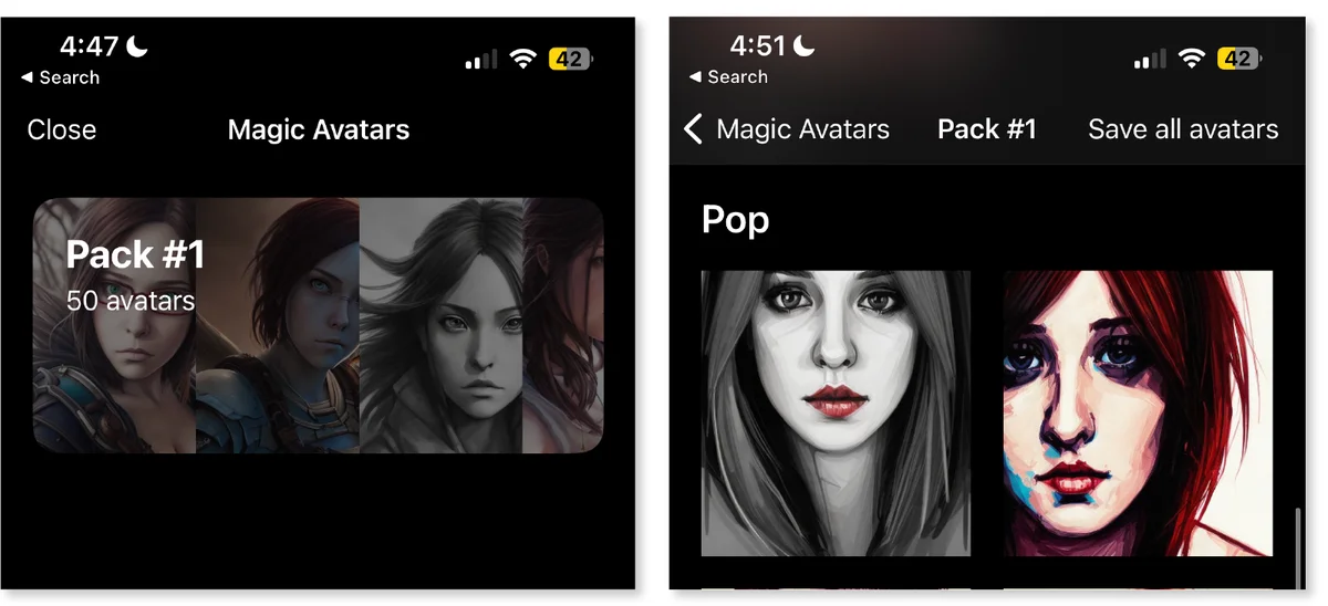 Screenshots of Lensa App