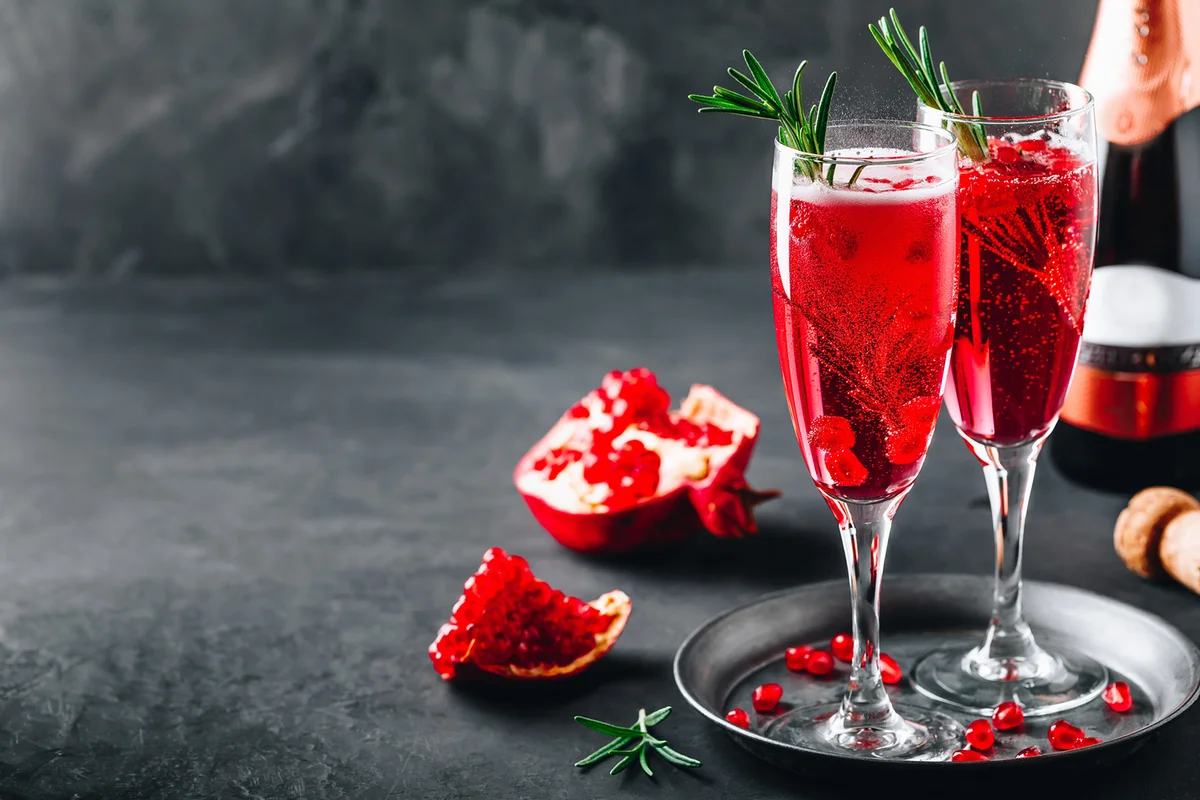 Virgin pomegranate mimosas
