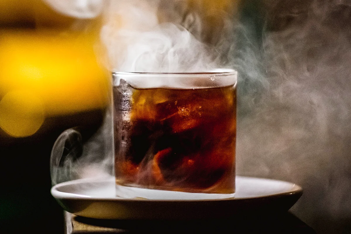 Closeup of a Night Out smoked cocktail