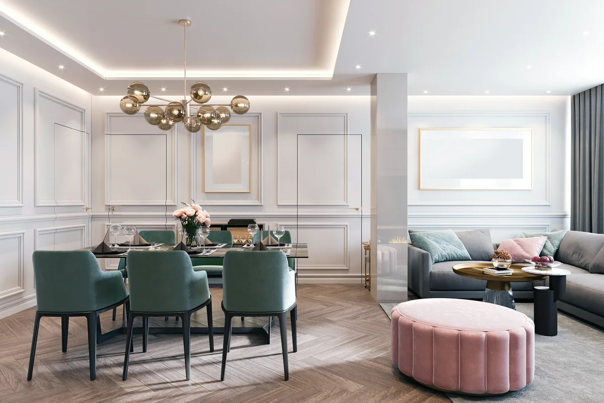 Modern classic apartment in shades of pink