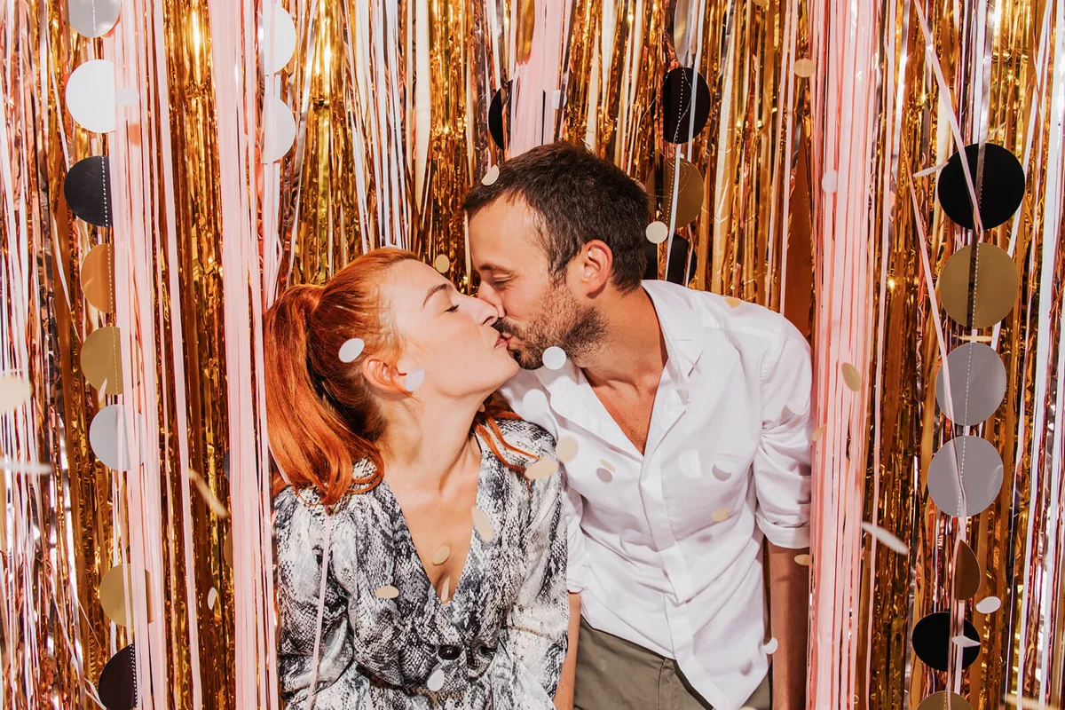 Loving couple celebrating New Year's Eve