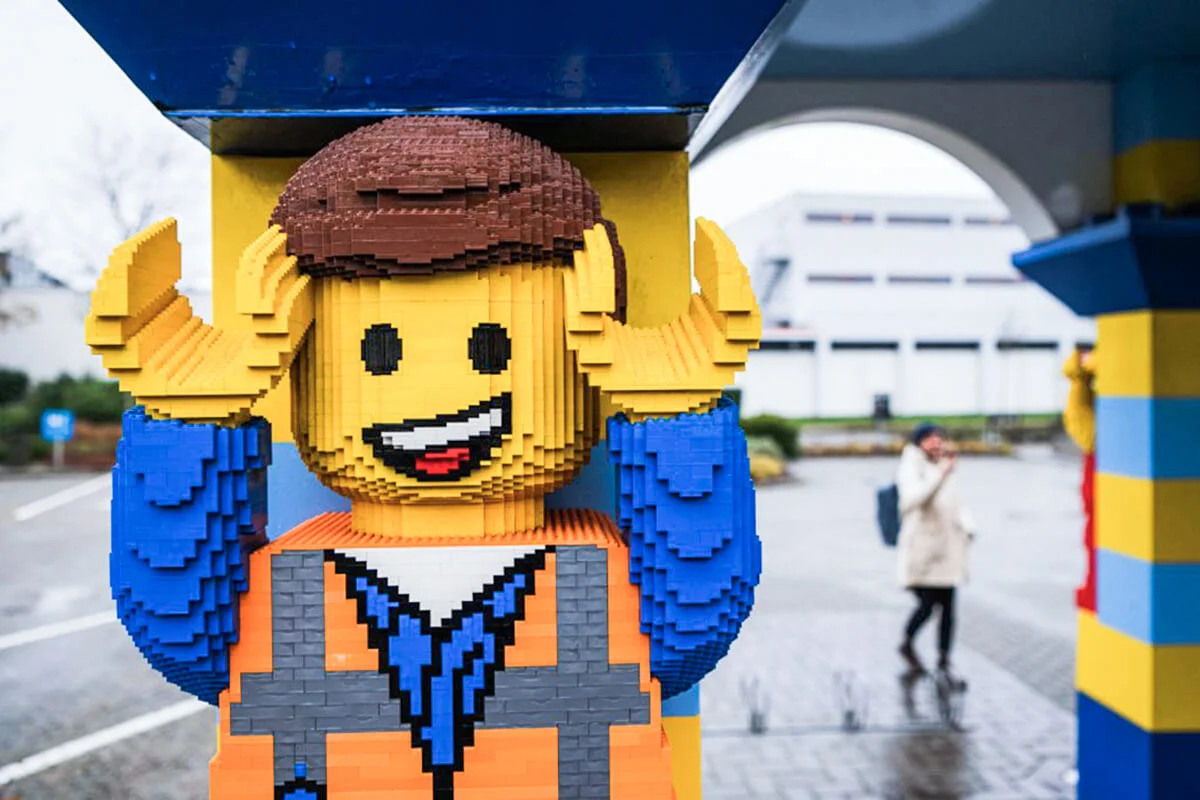 A big LEGO figurine made of LEGO bricks is displayed outside the hotel LEGOLAND | Getty Editorial Use