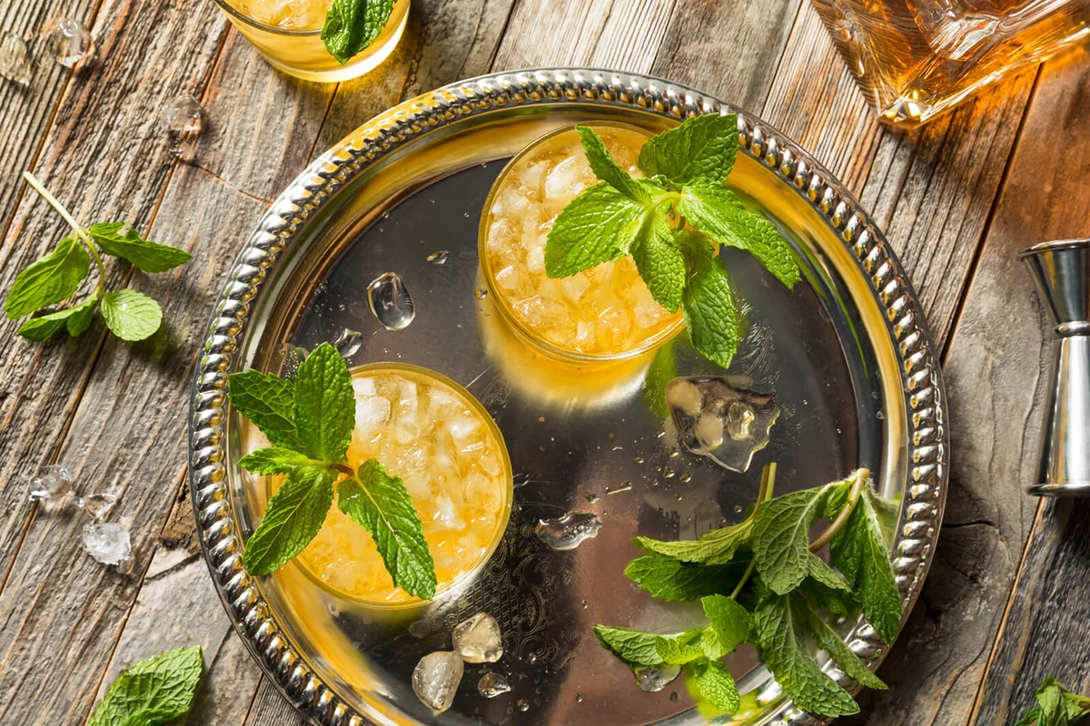 Homemade Kentucky Bourbon Mint Julep in a Glass