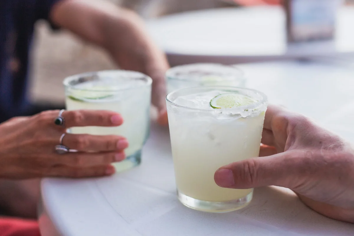 Three margaritas with salt and lime