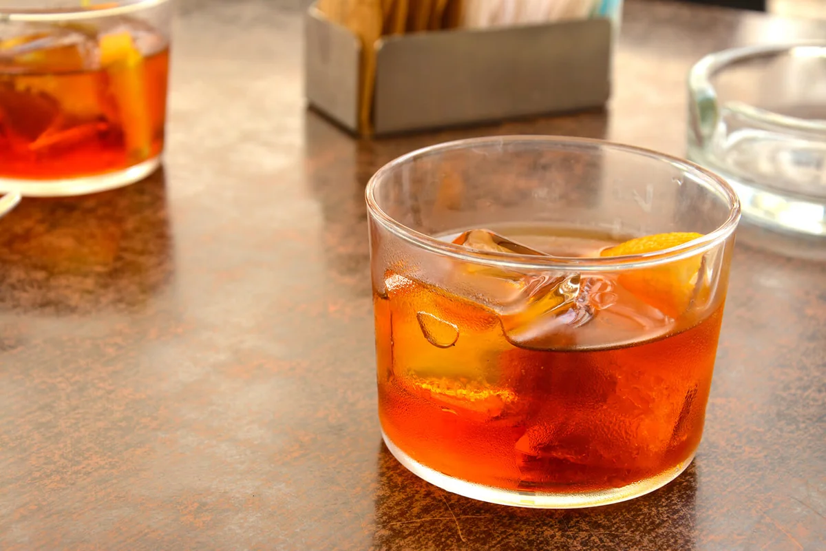 whiskey in glass on table