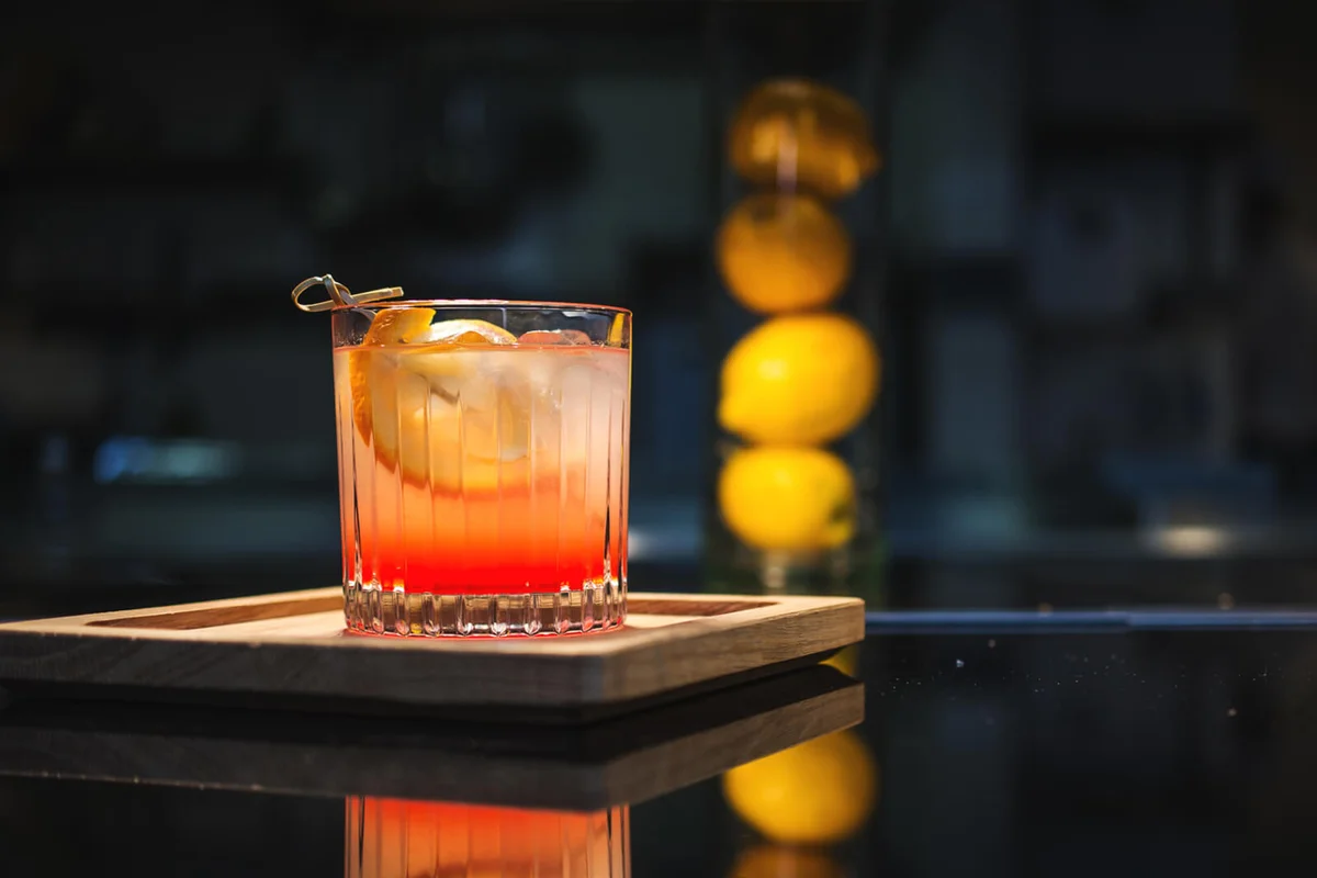 Old fashioned cocktail on the bar