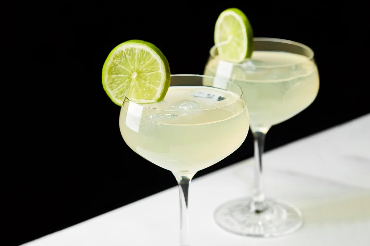 Two glasses of classic daiquiri cocktail