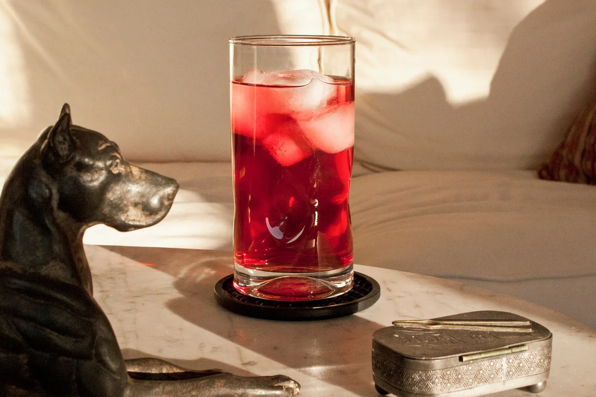 Cranberry juice still life