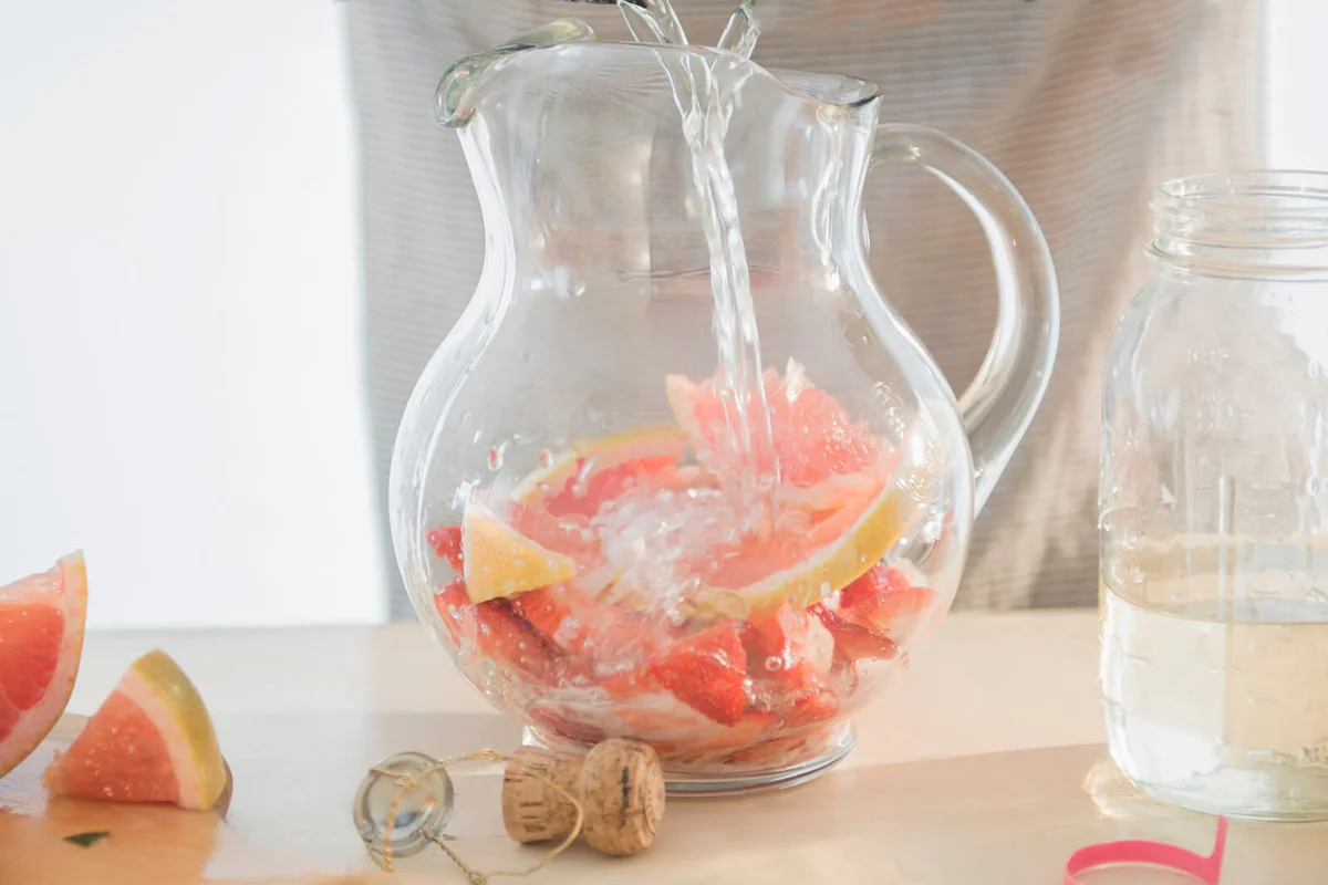 Studio shot of fruit cocktail preparation