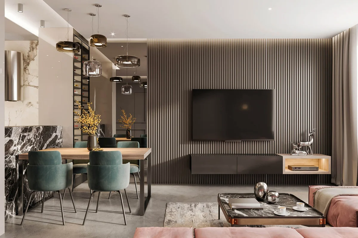 Glass and acrylic light fixtures in modern room design