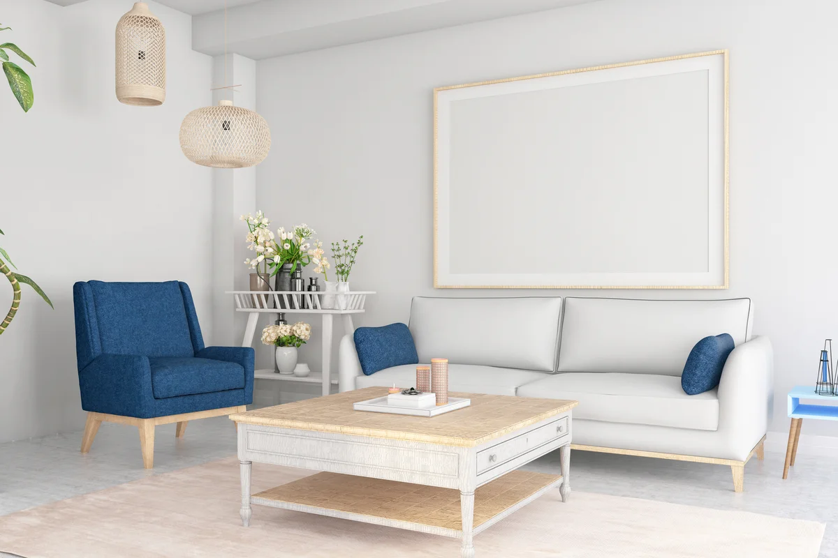 Coastal grandmother aesthetic living room
