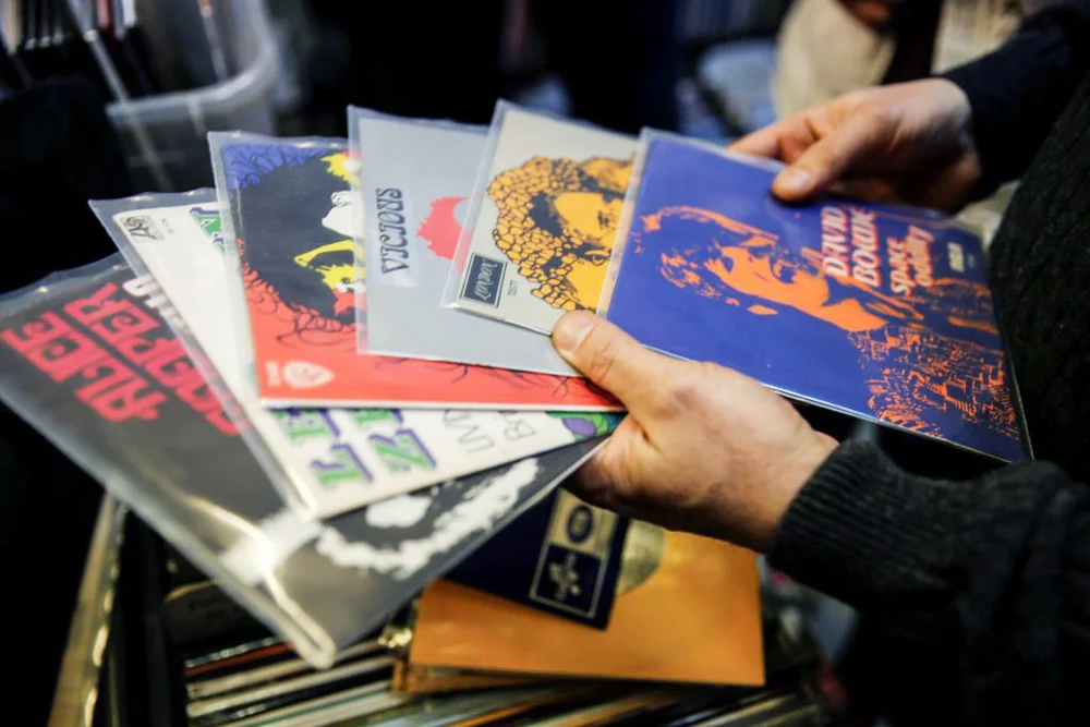 Collectors of rare vinyl LPs find treasures at store