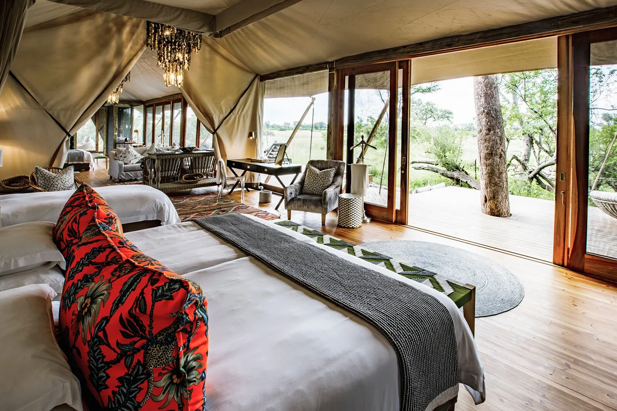 Large luxury tented room with bed