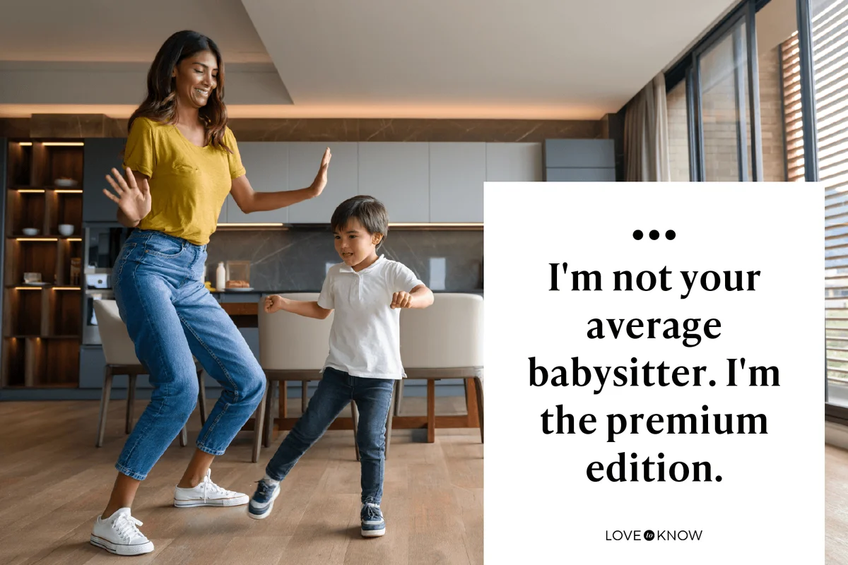 Babysitter having fun dancing at home