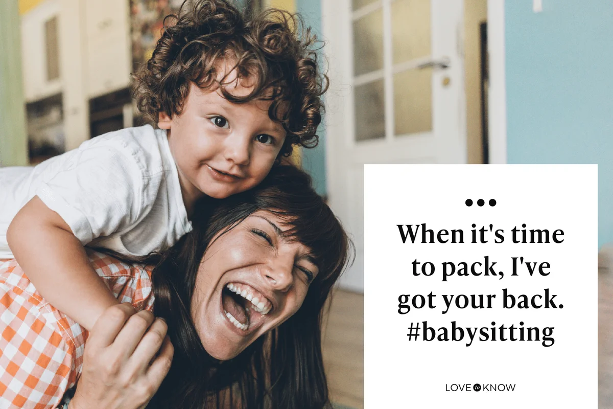 Little boy riding his babysitter on piggyback