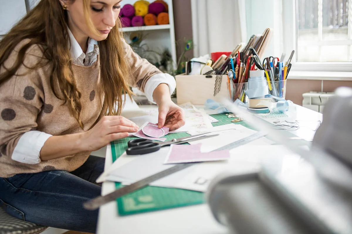 Artisan woman working in her atelier