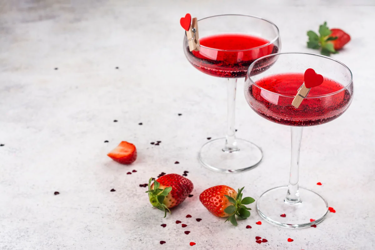 Two glasses of strawberry margarita