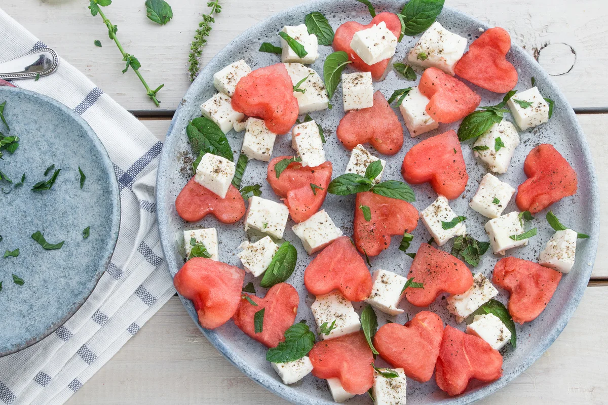Sweet Watermelon and Cheese Salad