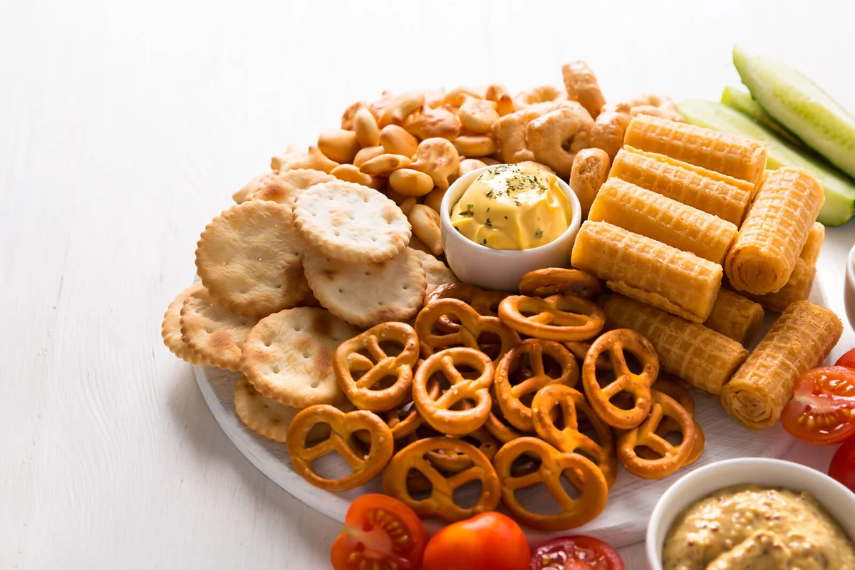Board with cracker biscuits