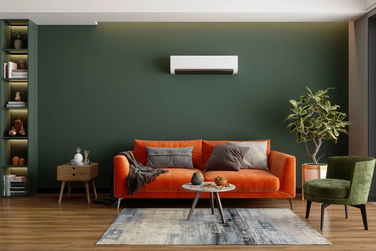 Modern Living Room Interior With Air Conditioner