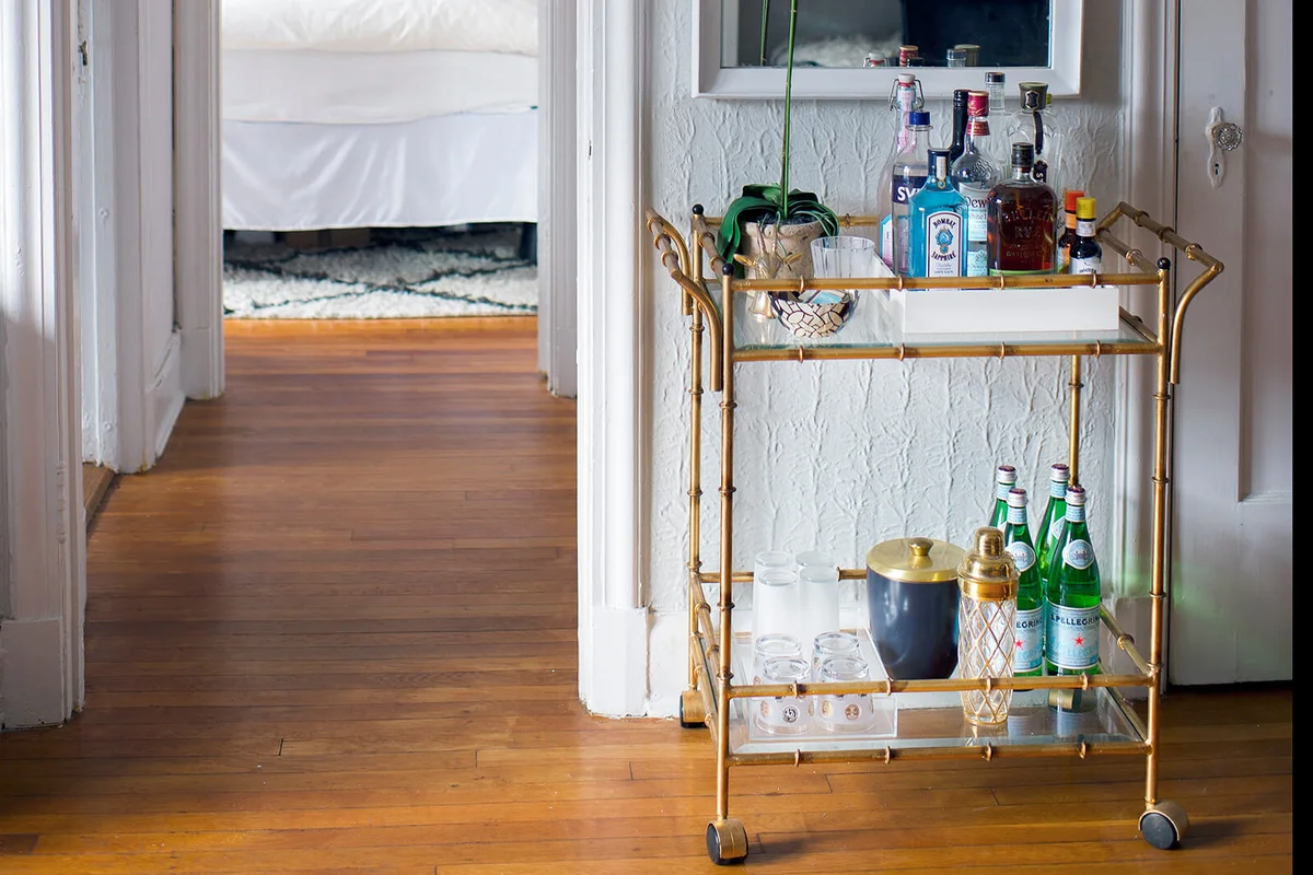 Rolling bar cart,