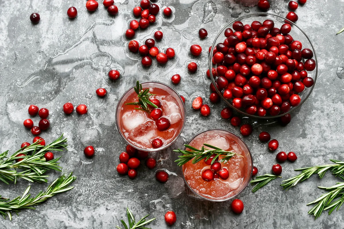 Cranberry drinks on the counter